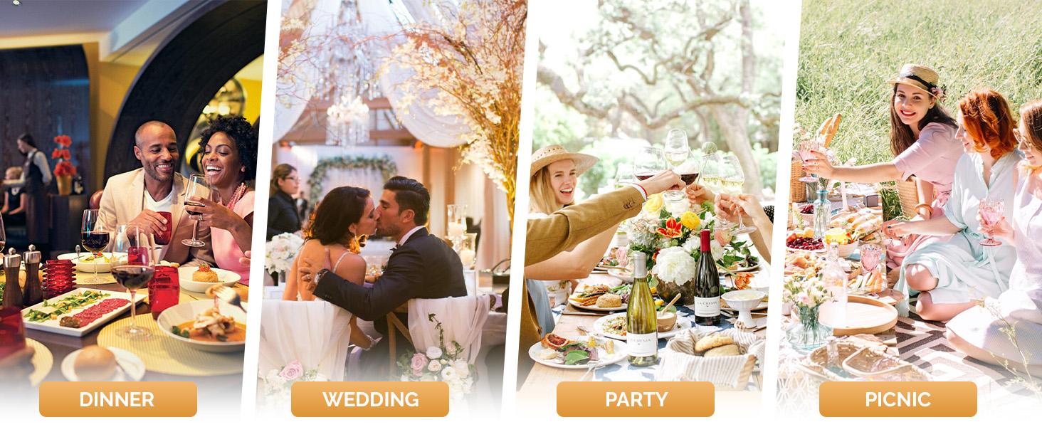 ROVSUN 400/800 Piece Disposable Dinnerware Set for 50/100 Guests, Clear Plastic Plates for Party, 50/100 Pre-Rolled Napkins,Silverware,Dinner & Dessert Plates,Cups,Straws for Wedding Birthday Event,TikTokShopBlackFriday SpringStatements