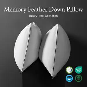 APSMILE Memory Goose Feather Down Pillow Set of 2 with Organic Cotton Cover Super Fluffy Cozy Hotel Collection for Side Back and Stomach Sleepers mothersdaygift