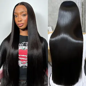 Midulla Double Drawn Silky Straight 13x6 Transparent Lace Front Wig Human Hair 200%Density Pre Bleached Knots Lace Frontal Wigs for Women