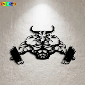 1pc Muscular Bull Metal Wall Art, Powerful Bull Statue Mural, Ideal Gift for New Year, Christmas, Fitness & Strength Enthusiasts, Rust-Resistant Metal Wall Decor Wall Sculptures, Perfect for Gym Wall & Garden Fence, Dynamic Home & Outdoor Decor