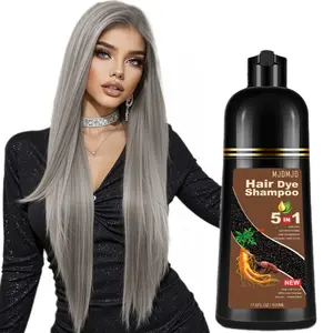 500 ml Silver Gray Hair Dye Shampoo,Quick Acting Hair Dye,Highly Coverage Of White Hair,5 in 1 Hair Dye,Containing Ginseng Essence Extract,Moisturizing HairCare -Both Male And Female Adults Can Use,Suitable For All Kinds Of Hair