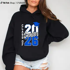 Senior Class of 2026 Hoodie – Black Graduation Apparel with Blue Lettering