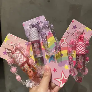 Butterfly Love Bracelet Moisturizing Lip Oil Pendant Cute Daily Temperature Color Changing Star Sequin Gel Lip Gloss Butterfly Love Mobile Phone Bag Pendant Portable Hanging Design Gloss Mirror Lip Gloss Gift Birthday Gift Pendant Gift Hydrating Lipgloss