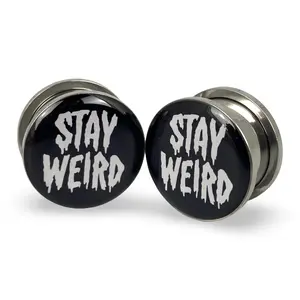 Stay Weird Picture Plugs gauges pair body jewelry