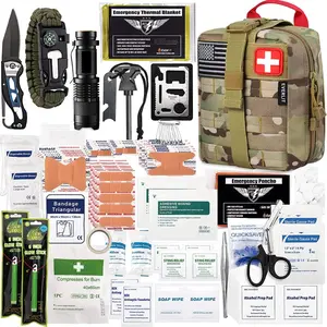 250Pcs Waterproof Survival First Aid Kit, IFAK EMT Compact Heavy Duty Molle Pouch Trauma Bag, Portable Emergency Preparedness Medical Kit for Camping Hunting Hiking Home Car Boat Earthquake Bug Out Bag Outdoor Adventures