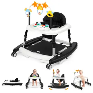 5-in-1 Baby Walker for 6-18 Months Infants, Foldable & Adjustable Activity Walker with Bouncer, Music, Feeding Tray & Removable Footrest for Boys & Girls DealsForYouDays