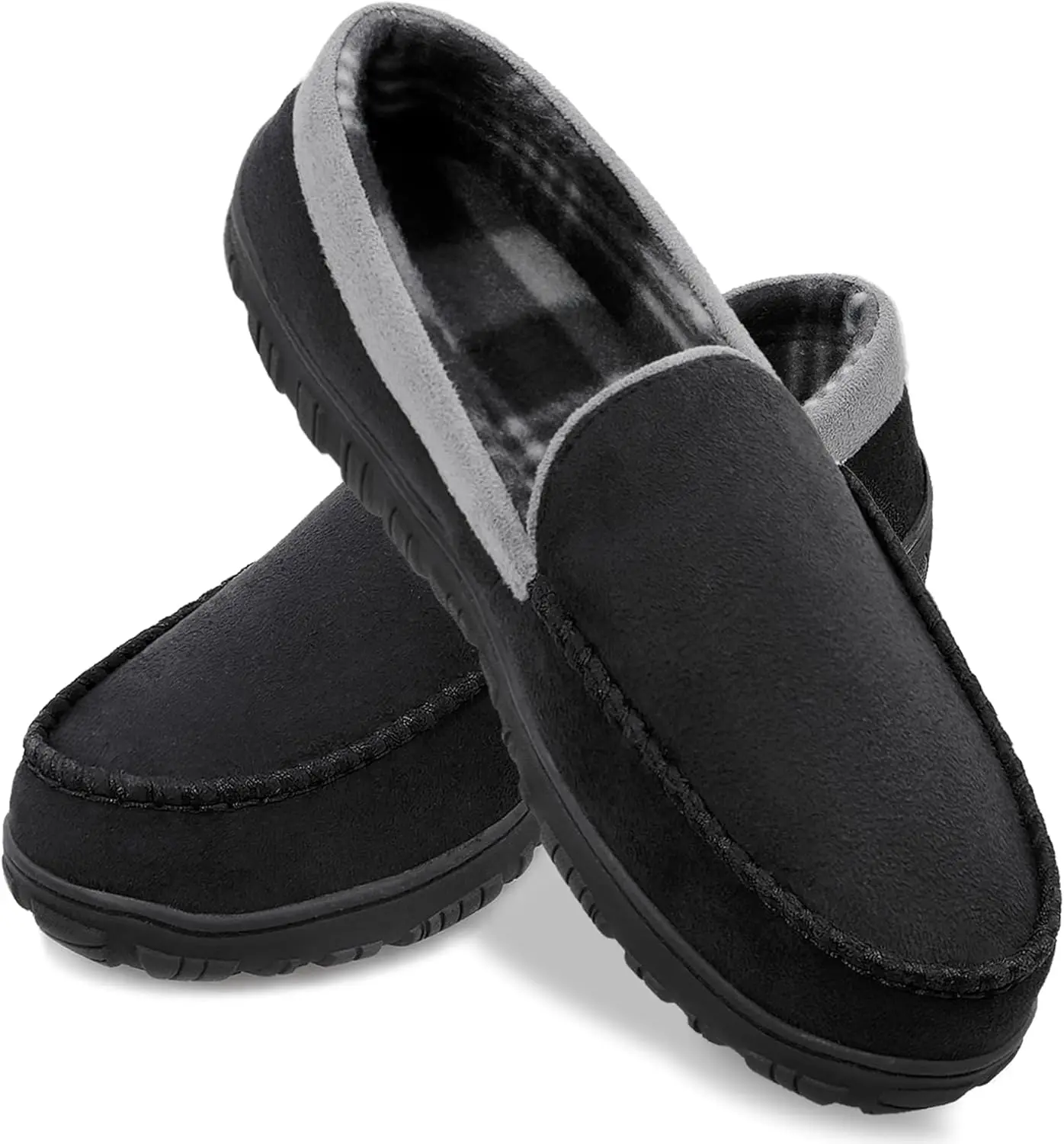 Men's Moccasin Slippers - Men's Shoes, Classic Microsuede Indoor House Shoes with Memory Foam Insoles, Comfortable Slip-On Footwear