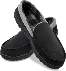 shoeslocker Mens Slippers Microsuede Moccasin Memory Foam House Shoes