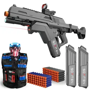 SOFITEN Ascend N,7.4V High Speed Full Auto Toy foam blaster set with Tactical Vest / Infrared / Flashlight / Power Indicator&Foldable Stock / 2 type darts, Toy gun set ideal for 8+ boys girls; For Gift party outdoorfun #summerwins #dealsforyoudays