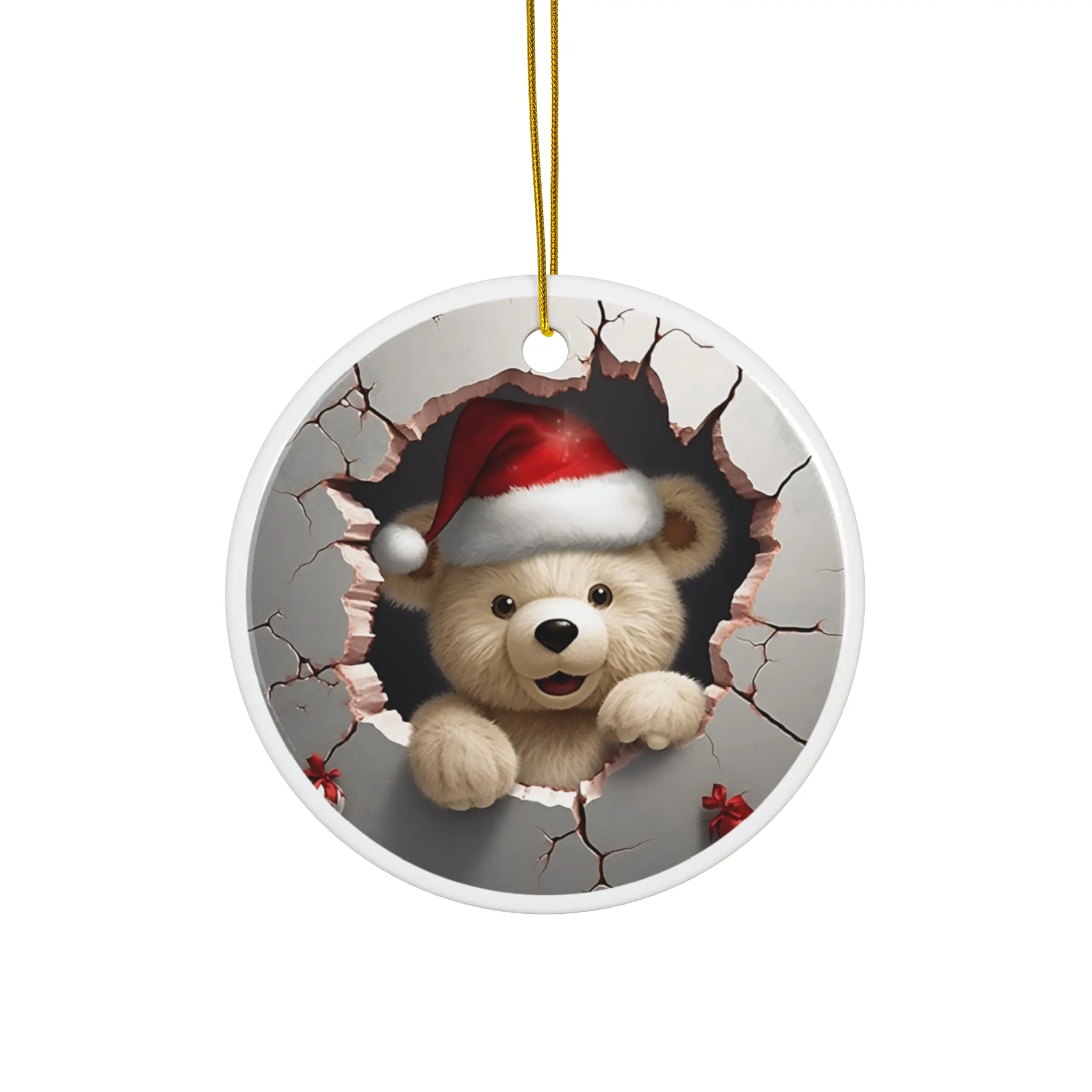 Christmas Bear Ceramic Ornament
