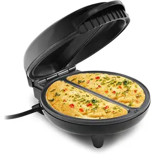 Non-Stick Omelet, Frittata, Snack Pocket Maker, Dessert Maker, 2 Individual 6.5" Omelets, Stainless Steel and Black