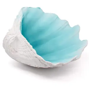 Large Turquoise-Aqua blue Resin Clam Shell Decorative Bowl 10.2 1PC for Coastal Beach Home Nautical Themed Party Decor Storage