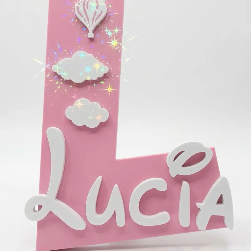 Custom Personalized 3D Printed Name Sign - Baby Pink “LUCIA” Nursery Decor