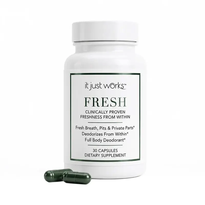 IT JUST WORKS Fresh-Deodorizing Supplement | Vegan Organic Chlorophyll, Mint, Parsley - Nontoxic, Antioxidant-Rich, Detoxifying, 30ct Capsules for Adults' Underarm Care, Fresher Breath Support