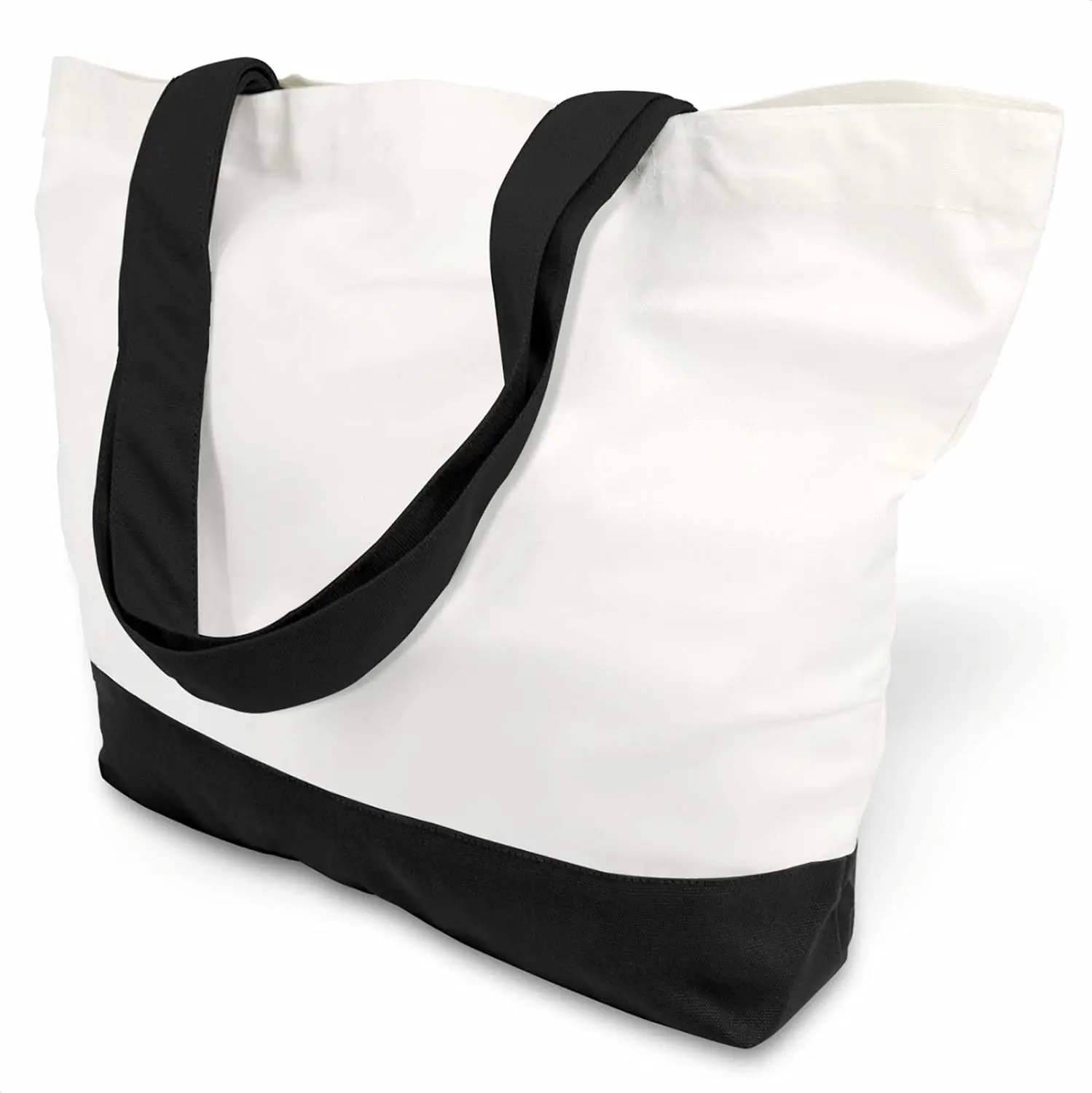 Super Strong Large 12oz Cotton Canvas Tote Bag, Reusable Grocery Shopping Cloth Bag, Fashionable Two-Tone Tote for Crafts, DIY Your Creative Designs (Pack of 1)