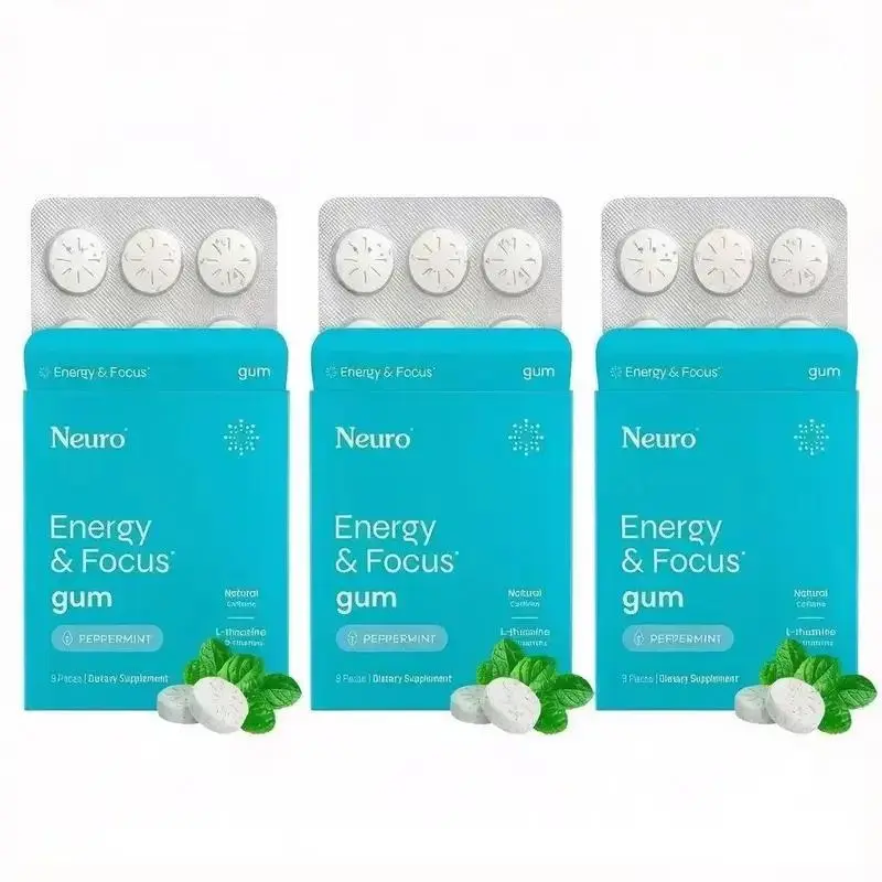 Neuro Peppermint Energy & Focus Gum/Mints - Sugar Free with Natural Caffeine, L-theanine, Vitamin B12 & Vitamin B6