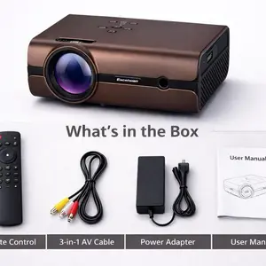 Excelvan BL46 Mini LCD Projector - 1080P Full HD, 1100 Lumens, Wireless Bluetooth Connection, Built-in Audio Speaker, Quiet Cooling, Portable Tabletop Model, Remote Control, Cable, USB for Bedroom Movie Nights & Business Use