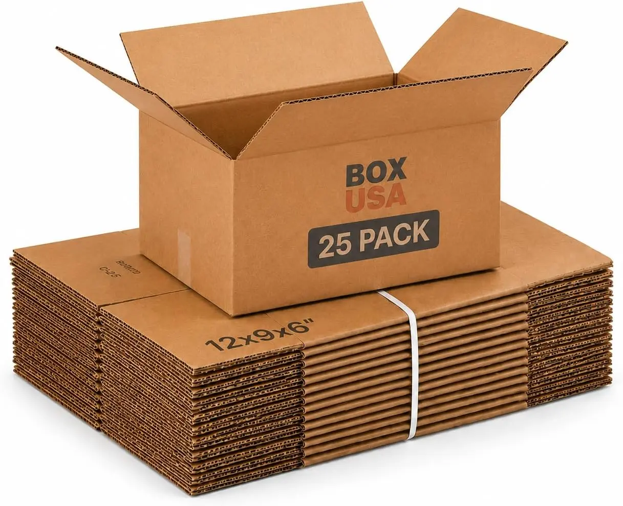 Shipping Boxes 12"L x 9"W x 6"H, 25-Pack Small Corrugated Cardboard Boxes for Shipping, Mailing, Packing, Packaging and