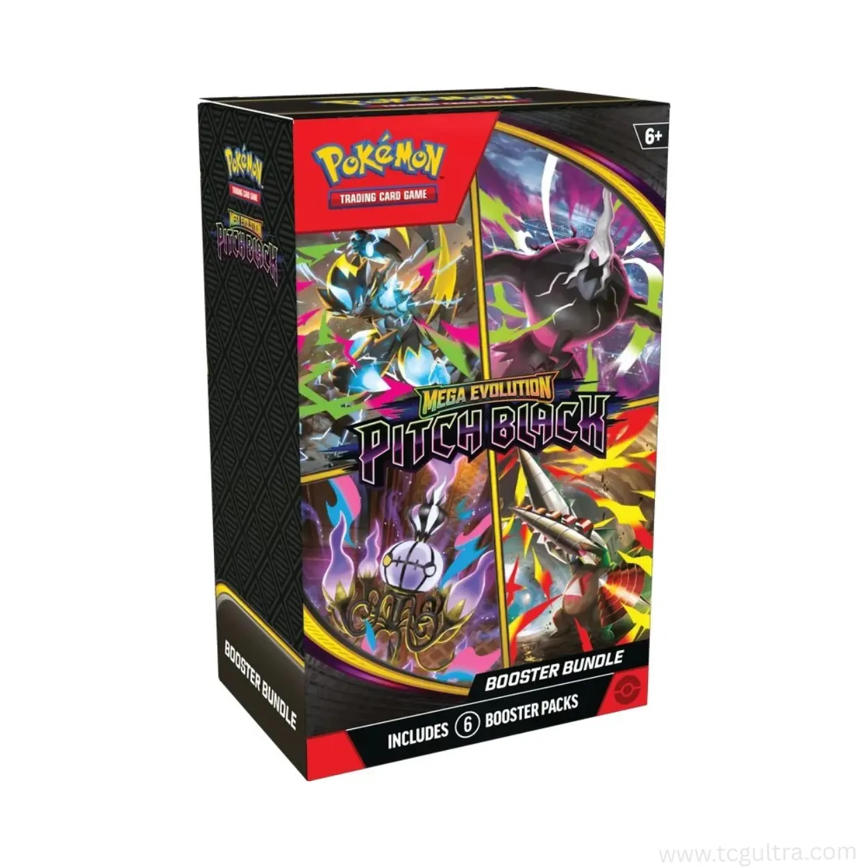 Pokémon TCG Mega Evolution Pitch Black Authentic Sealed TCG Trading Card Set, Collectible Expansion Pack, New Sealed 6-Pack Bundle