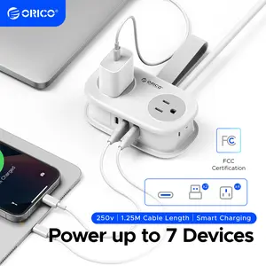 ORICO Travel Power Strip, Optional 2 or 4 AC Outlets, 3 USB Charging Ports with 1 USB-C Fast Charging Port, 4FT Retractable Wrapped Short Extension Cord, Compact Portable Outlet Extender, Cruise Non Surge Approved for Hotel Travel Essentials--AP3-2A/4A