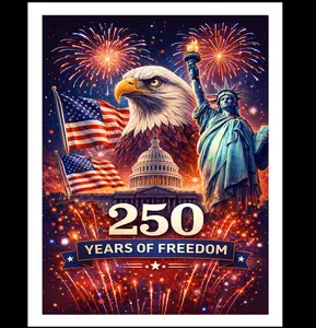 250 Years of Freedom Poster 1776–2026, American Eagle Statue Wall Art, Patriotic Independence Day 2026 Decor, USA Anniversary Print