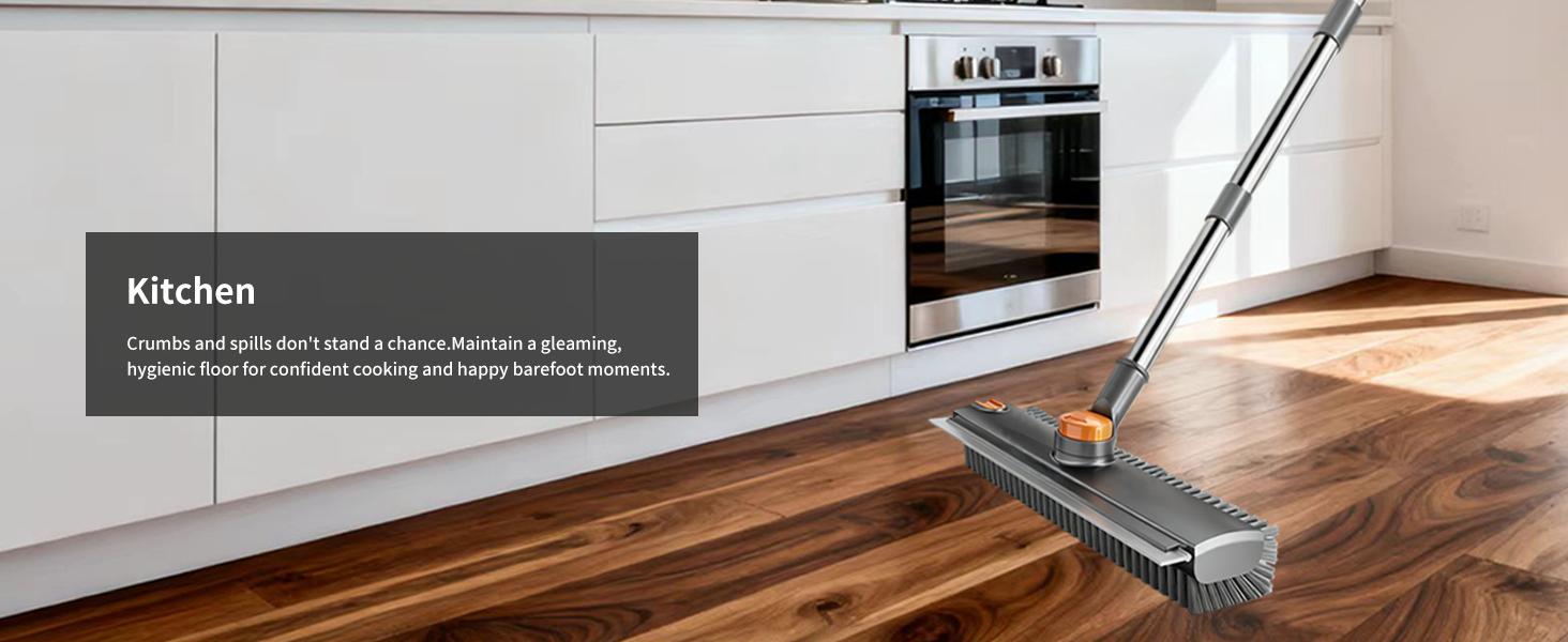 3-in-1 Heavy-Duty Floor Scrub Brush with Long Handle | Adjustable 360° Rotating Head | Stiff Bristles for Bathroom, Shower, Kitchen, Wall & Floor Cleaning | Multi-Purpose Scrubber for Garage, Patio & Deck | Perfect Gift for Home Cleaning Enthusiasts