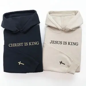 [Saleup to 75%]Jesus Is King Hoodie • Cross On The Sleeve • Couples Gift • Birthday Gift • Gift For Him • Gift For Her, Regular Fit Casual Comfy Thermal Warm Long Sleeve