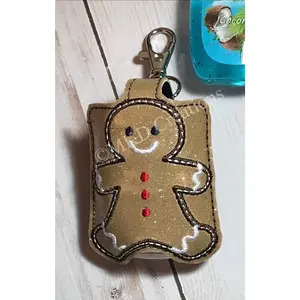 Gingerbread Boy Key chain hand sanitizer holder w/o 1 oz. hand sanitizer | key chain for 1 oz hand sanitizers (not included