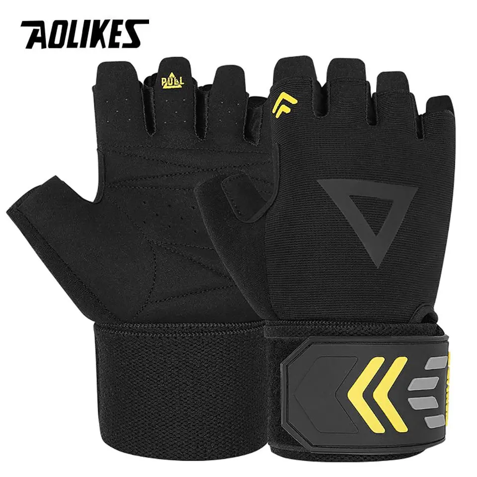 AOLIKES Workout Gloves for Men,Weight Lifting Gloves with Wrist Wrap Support,Full Palm Protection&Extra Grips for Weightlifting