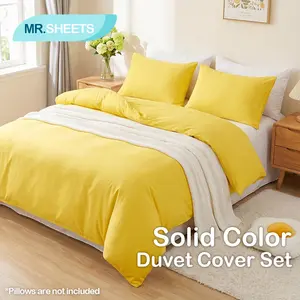 NTBAY 2-3 Piece Solid Color Duvet Cover Set, Zippered Microfiber Bedding with Corner Ties, Clean & Easy Care