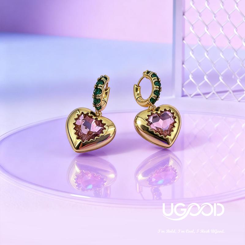 Purple Heart de UGood Earrings, Forged with Brass and Ziron, Amplifies Statement and Aesthetics for Casual Outing Occasions, Improve Confidence and Chic