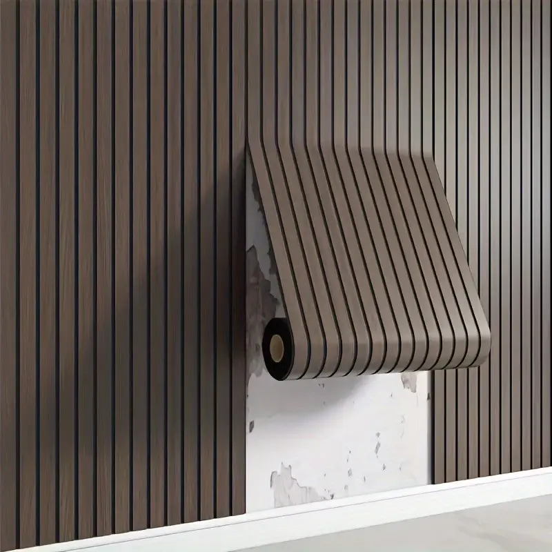 3D Wallpaper Roll, Wood Grain Design - Self-adhesive Home Decor, Bathroom Peel and Stick Wallpaper, Perfect for Ceilings, Partitions, and Curved Wall Panels, Wall Decor P, Decorative Wallpaper, 40cm*300cm, Striped Wallpaper