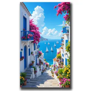 Stunning Mediterranean Landscape DIY diamond painting kits,Diamond Art Kits for Adults,Full Round Diamond Mosaic Craft kit for Beginner, Diamond Dots,Diamond Mosaic kits,Diy Handcrafts for Home Decor,40x80cm(16x32inch)