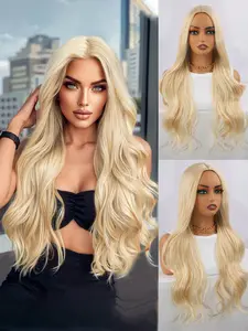 28 Inch Long Golden Blonde Body Wig, Body Wave Wigs, Synthetic Hair for Natural Look, Comfortable Fit for Daily Use, Perfect for Festivals, Parties, Music Events