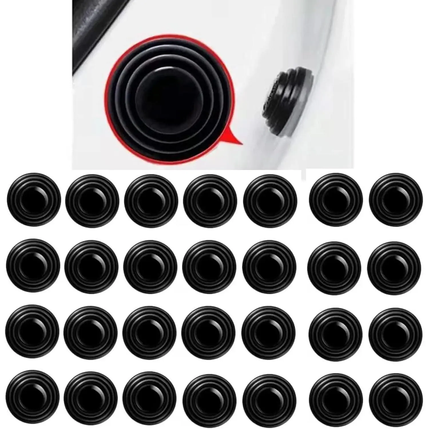 40-Pack 10mm Glue-Backed Car Door Shock Absorber Bumper Cushions - Anti-Collision Gasket Stickers, Door Protection, Automotive Vehicle Accessory