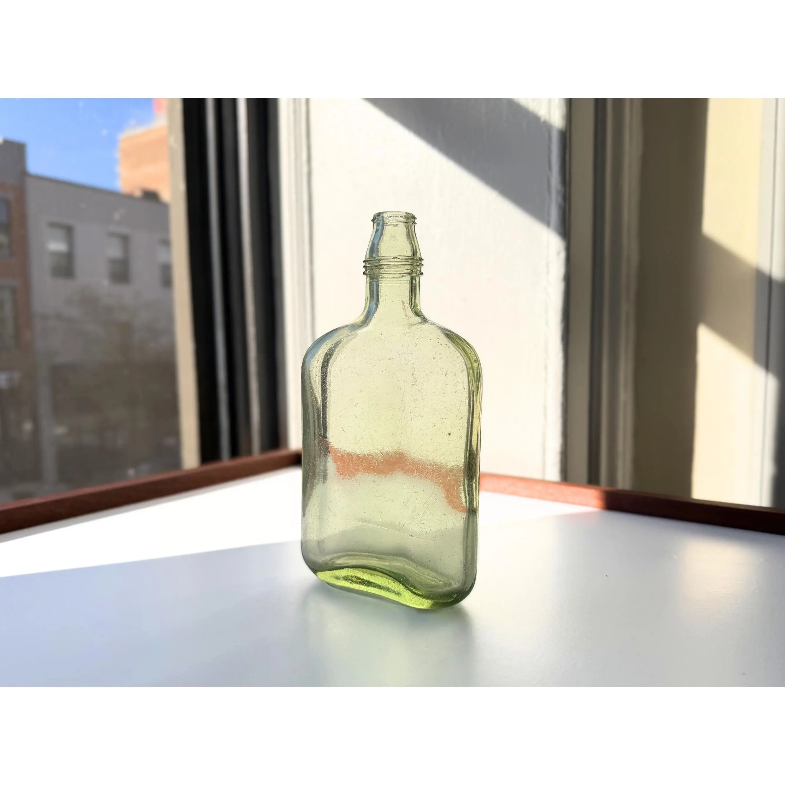 Pale Green Glass Flask – Mid-Century Unbranded Form