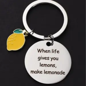 When Life Gives You Lemons Keychain Lemon Inspirational Keychain  Positive Gift Charm