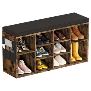 Shoe Storage Bench, Entryway Bench with 10 Spacious Compartments, Holds 10-11 Pairs, Window Seat & Bed Bench, Multipurpose Furniture for Hallway, Living Room, Bedroom