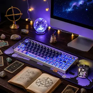 Magic Girl Theme Mechanical Keyboard Keycaps, Transparent PC Material, Side Print Design, Heat Sublimation Craftsmanship, Anime Fans, Gaming Keyboard Accessories