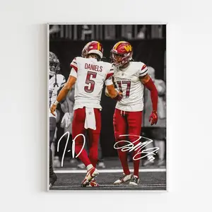 Vintage Jayden Daniels & Terry Mclaurin Movie Poster - Framed Wall Art For Kids Decor & Man Cave -