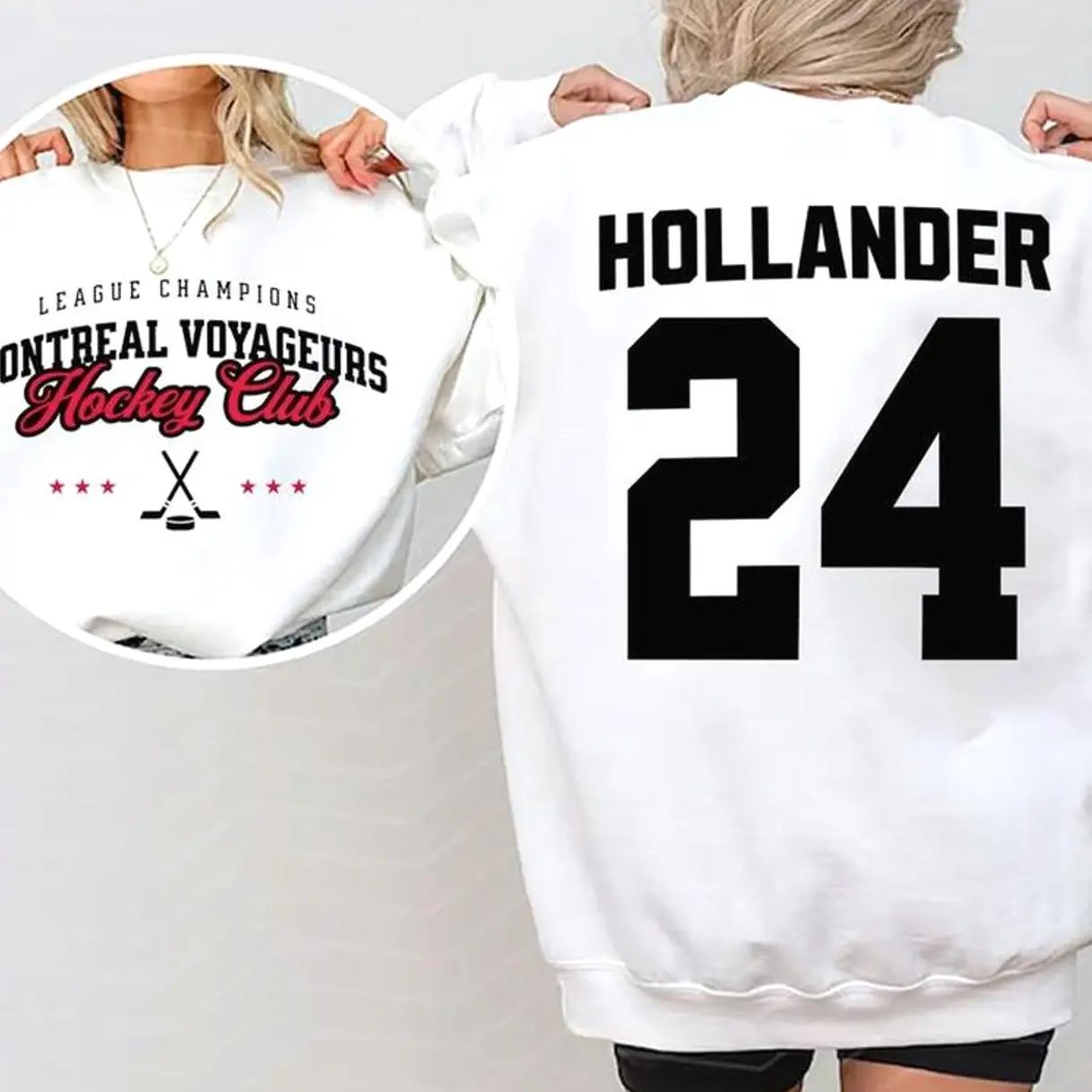 Hollander 24 Hockey Jersey 2 sides T-Shirts, Crewneck Sweatshirts & Pullover Hoodie, Team Hollander, Montreal Voyageurs Game Changers Series Sweatshirt, Heated Rivalry Hockey Shirt, Gift for Book Lover DETG