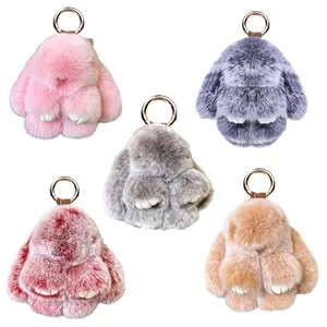 Cute Bunny Rabbit Keychain 1 Count, Gifts for Her, Soft Fluffy Car Keychain, Pom Pom Keyrings Charm Keychain for Bags, Phones,Fashion Accessories for Women & Girls & Kids- 7 in Without Box