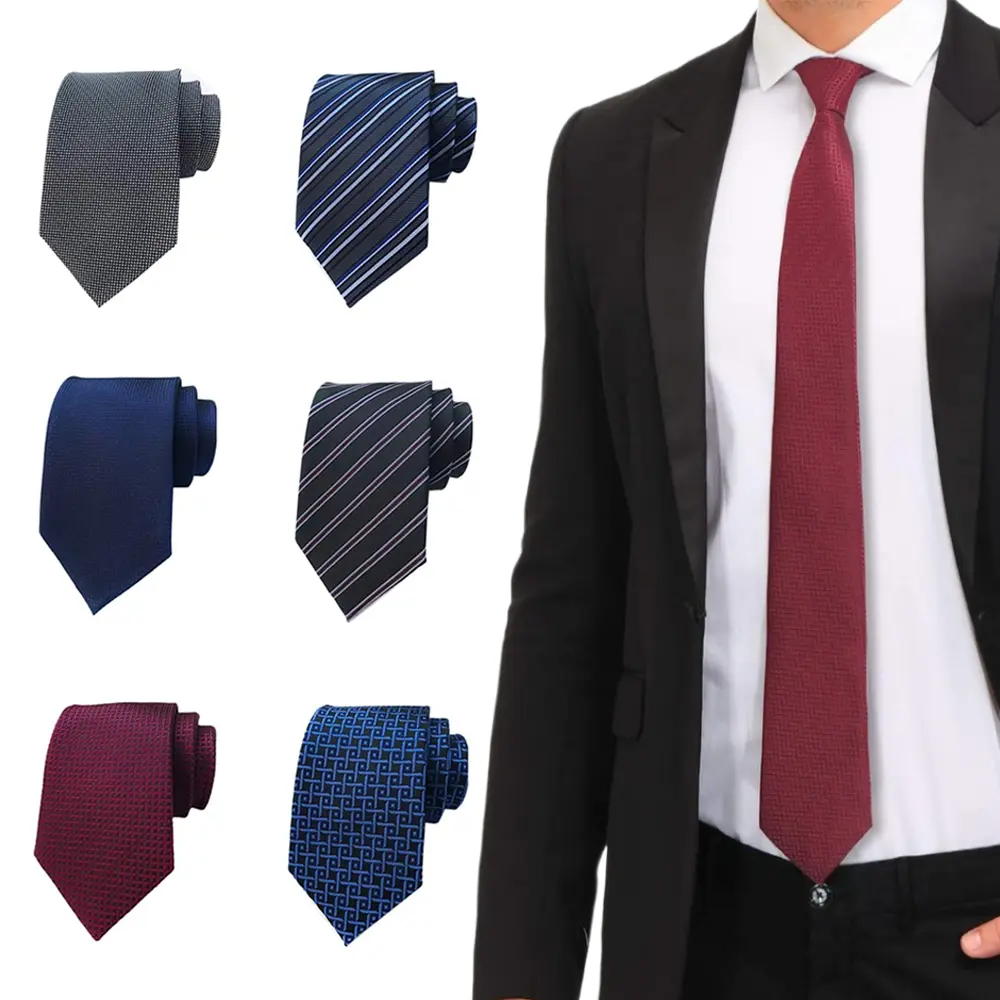 6-Pcs Men's Solid Textured Neckties, 57.5in x 3.1in Silk/Satin Assorted Colors, Gorgeous Stitch Comfortable Fit - Sewing Accessory for Formal/Business Occasions, Perfect Gift for Husband, Father, and Friends