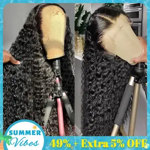 Bling Hair Deep Wave Lace Frontal Wig Transparent 13x4 13x6 HD Lace Frontal Human Hair Wigs Kinky Curly Brazilian Human Hair PrePlucked Lace Front Wigs For Women with Baby Hair #Summervibes