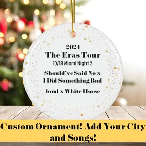Custom Surprise Songs Tour Ornament - Era Memory Surprise Song Mashup - Swift Fan 2024 - Personalized Tour Ornament Gift for Her Ceramic Round