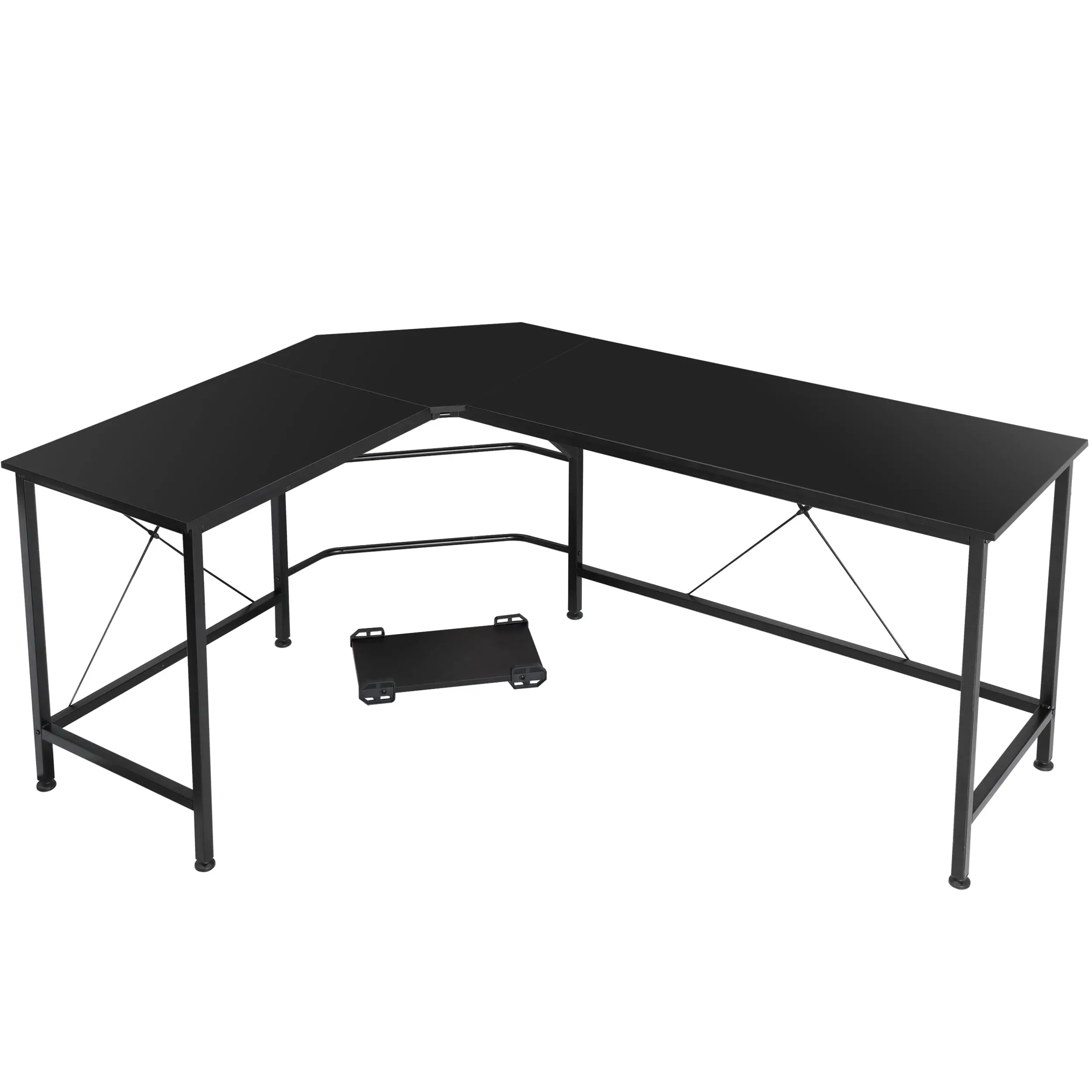 L-Shaped Home Office Corner Desk - 47x66x29" Gaming Desk with Metal Legs, Iron Frame, CPU Stand, PC Laptop Study Workstation, Black, Desks For Gaming,summerwins