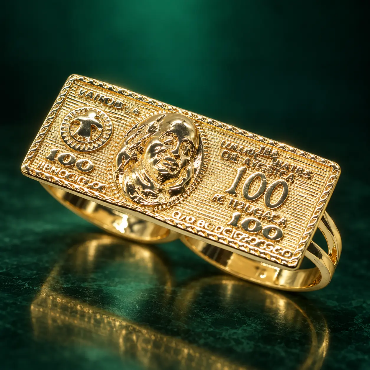 1 Piece Unisex Cool Nugget 100 Dollar Bill Hip-Hop Finger Ring, Hip-Hop Fashion Costume Jewelry for Daily Wear & Parties, Ideal Gift for Halloween, Christmas