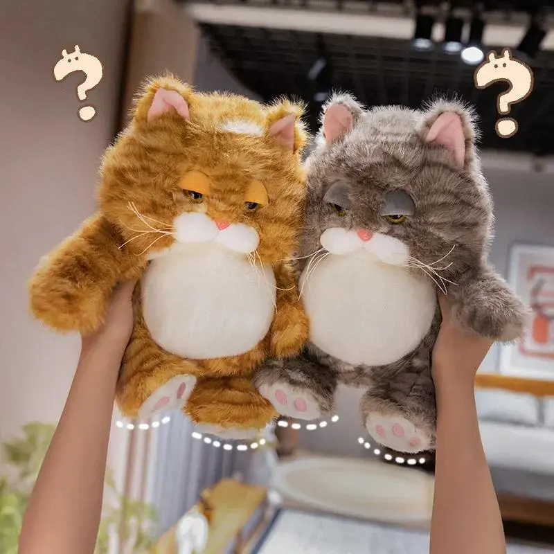 XL Model Weighted Sitting Design Cat Plush Doll - Fat Soft Fabric, Cute Pattern Toy for Children Development, Children's Room Decoration