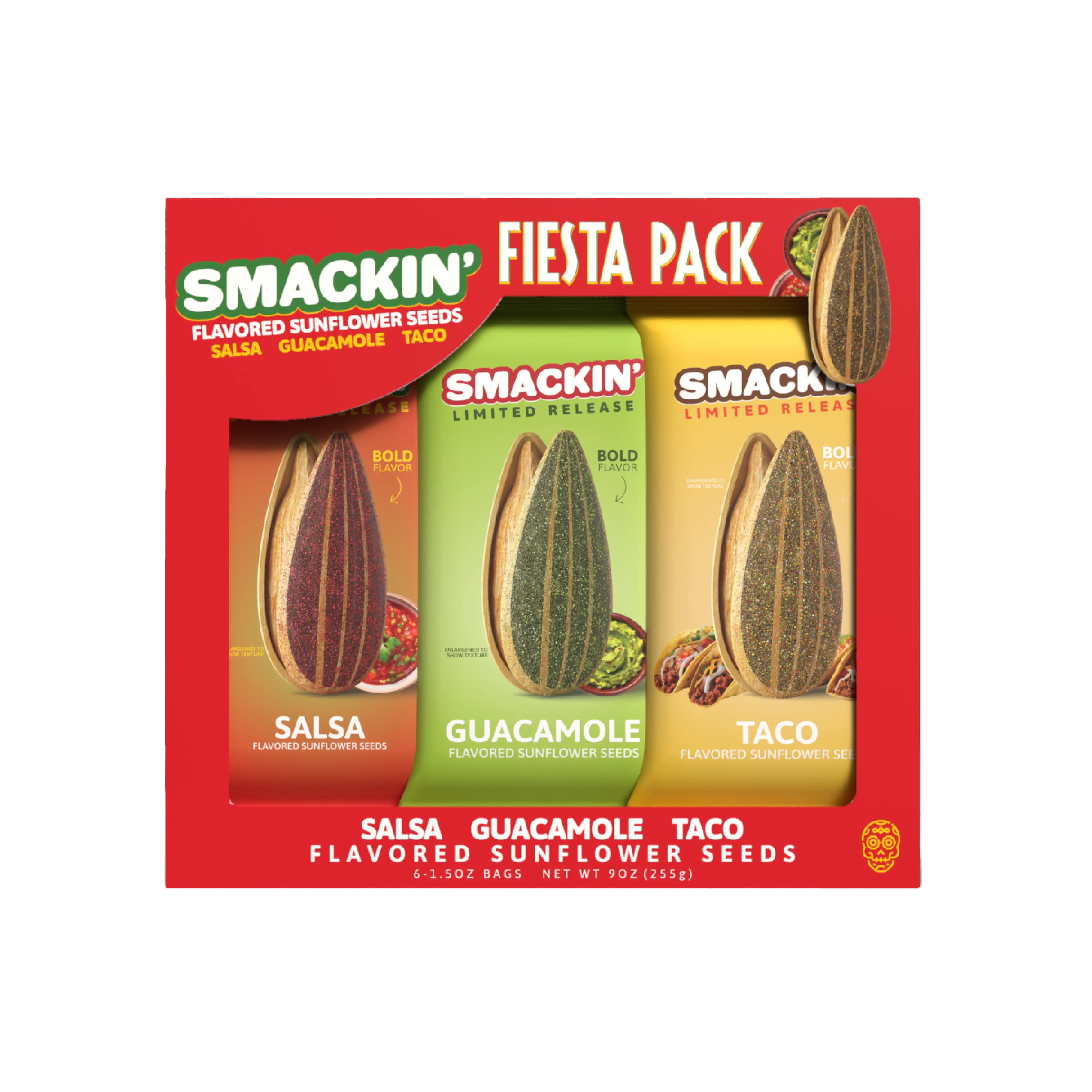 SMACKIN' Sunflower Seeds FIESTA PACK LIMITED EDITION Sampler Pack, 6 Total 1.5 O...