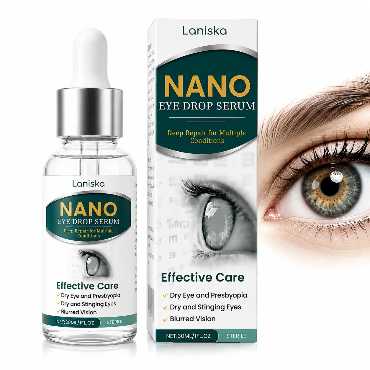Hydrating Eye Care Serum, Daily Eye Comfort Drops with Lightweight Moisture Formula, Refreshing Eye Care Liquid with Simple Dropper Application, 30ml